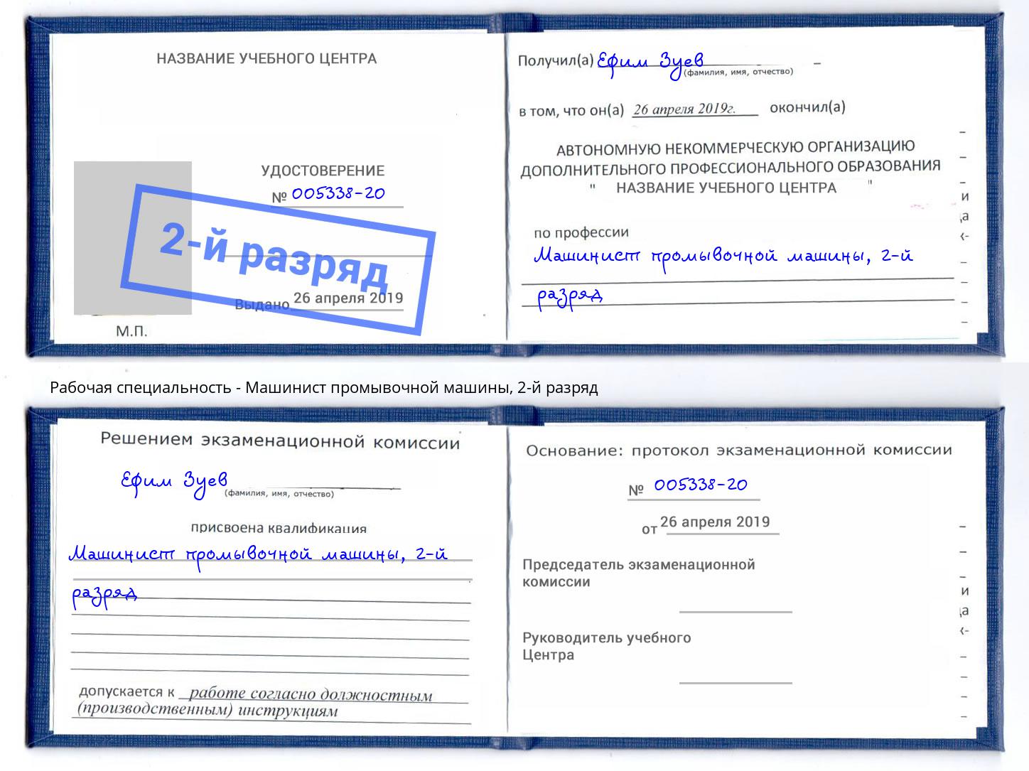 корочка 2-й разряд Машинист промывочной машины Кореновск