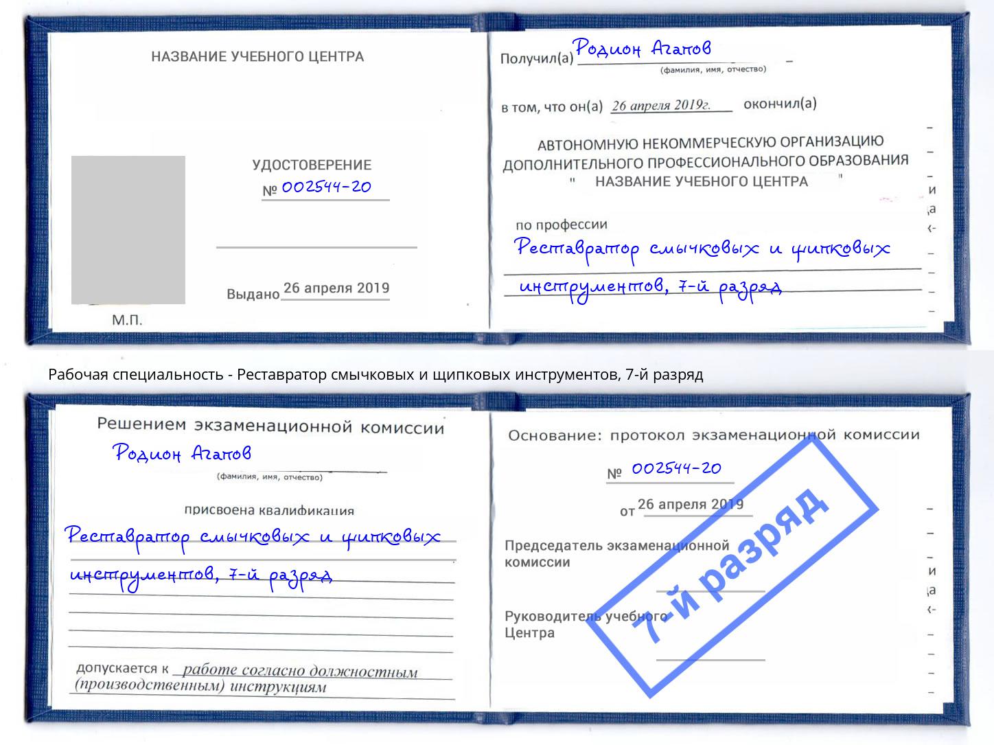 корочка 7-й разряд Реставратор смычковых и щипковых инструментов Кореновск