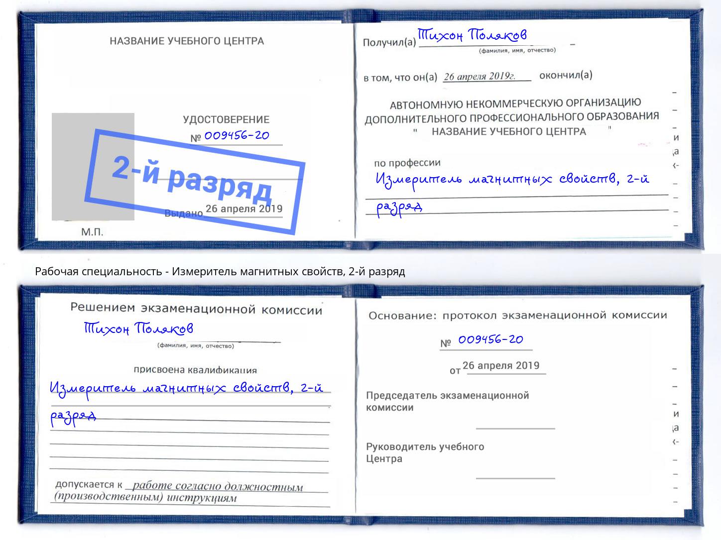 корочка 2-й разряд Измеритель магнитных свойств Кореновск